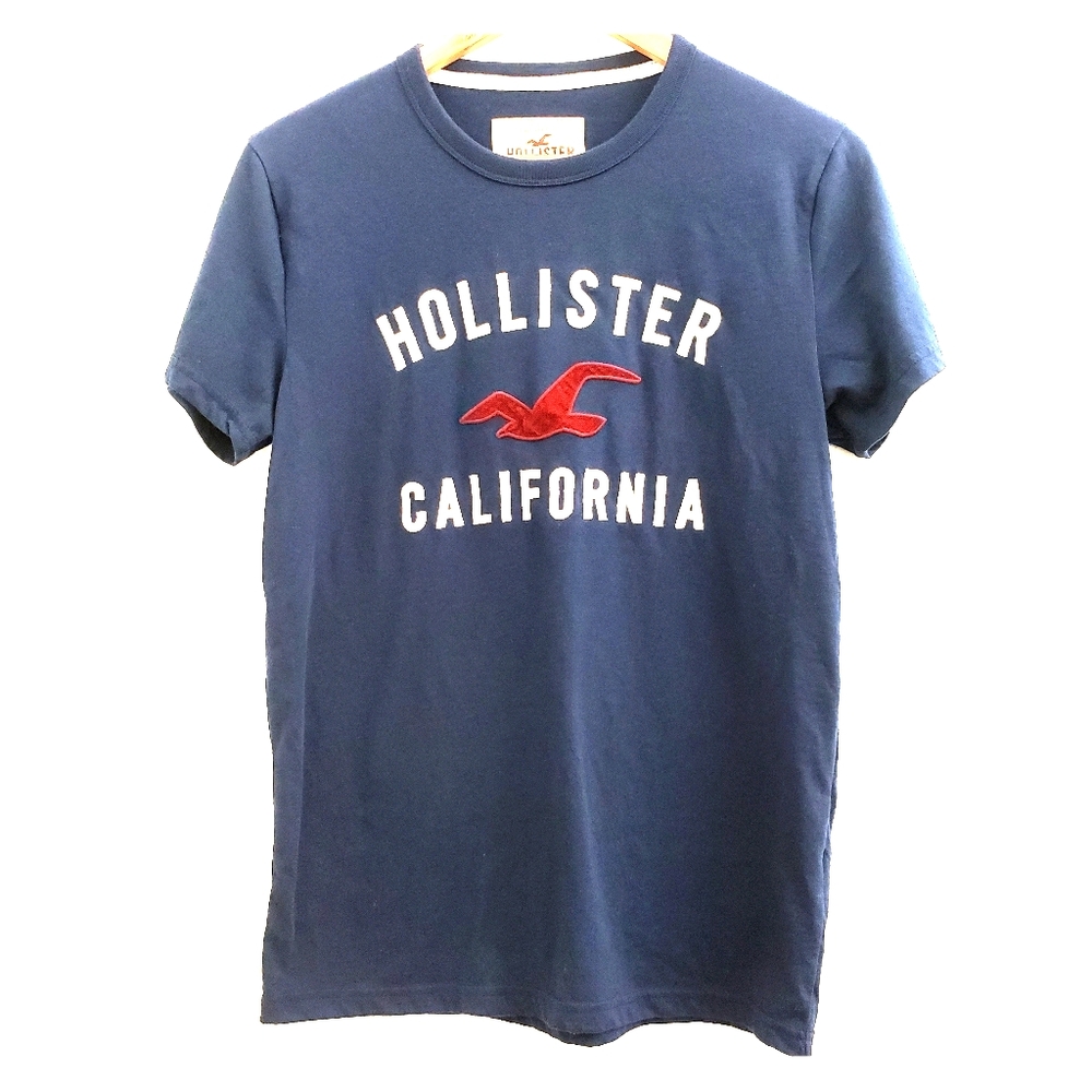 Hollister Navy Blue Logo Tee with Applique M1